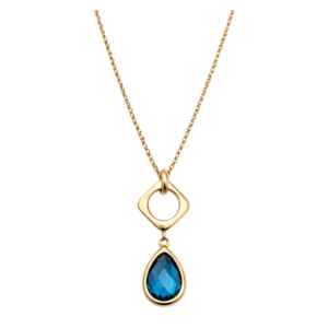 Złoty naszyjnik z topazem london blue