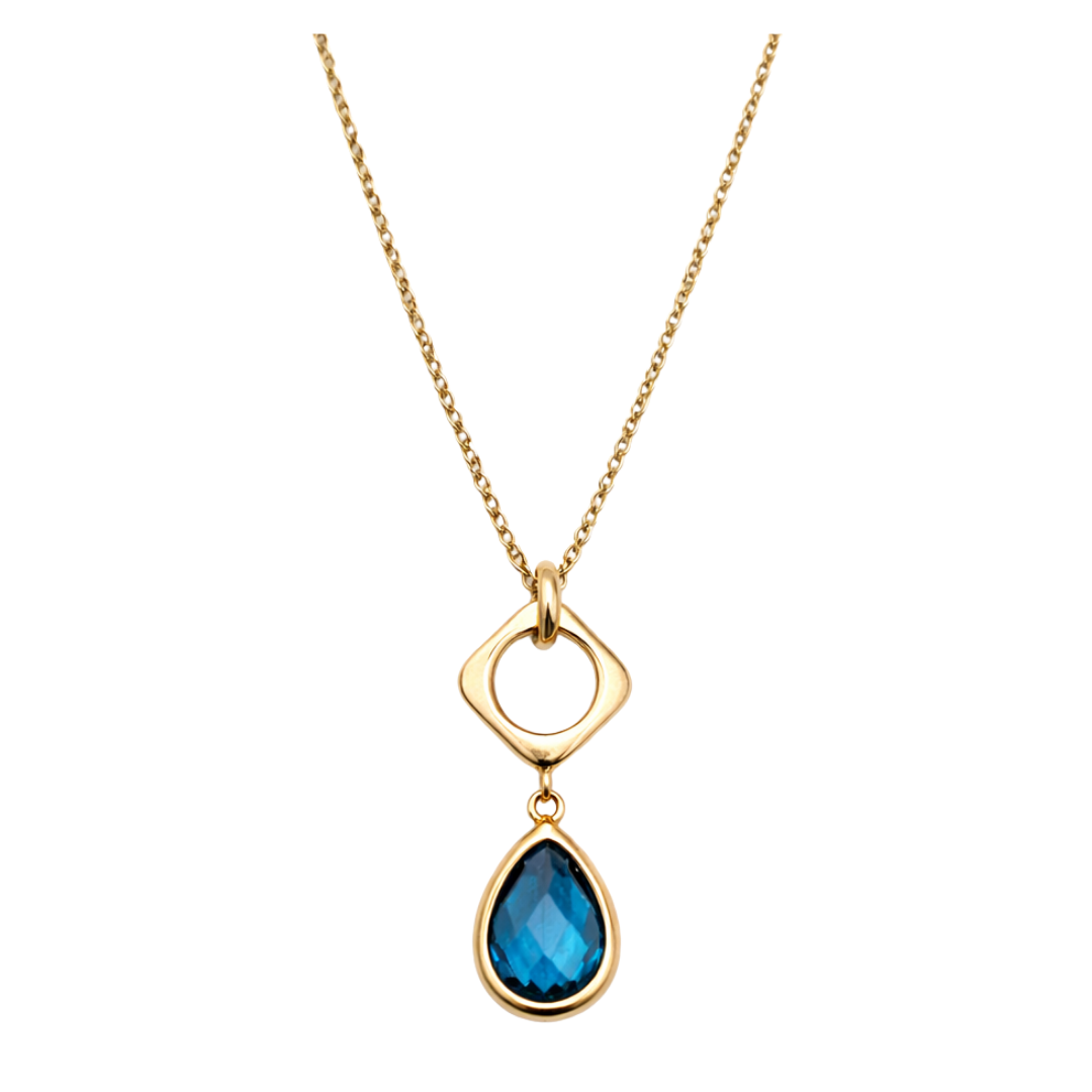 Złoty naszyjnik z topazem london blue