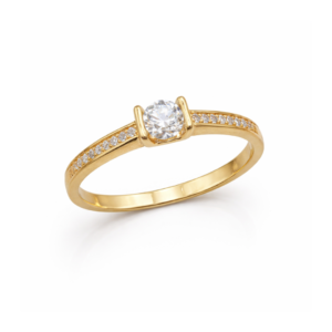 Złoty pierścionek z cyrkoniami