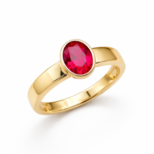 Złoty pierścionek z rubinem