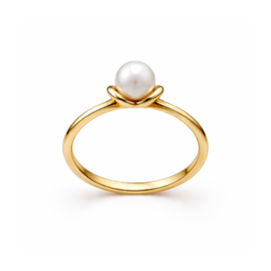 Złoty pierścionek z perłą