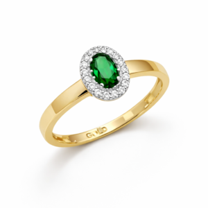 Złoty pierścionek z cyrkoniami