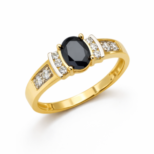 Złoty pierścionek z cyrkoniami