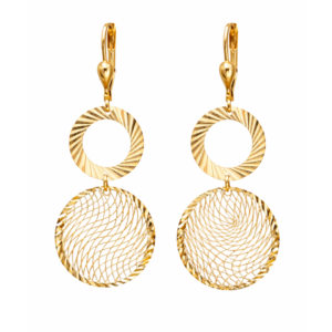 Złote wiszące kolczyki ażurowe