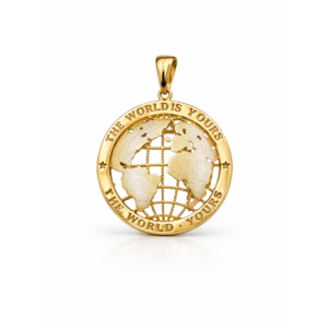 Złota zawieszka mapa świata