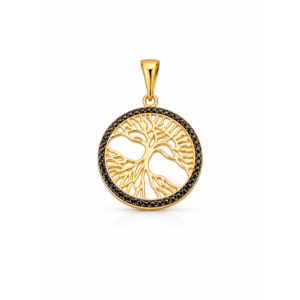 Złota zawieszka drzewko szczęścia z cyrkoniami