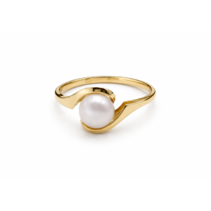 Złoty pierścionek z perłą