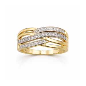 Złoty pierścionek z cyrkoniami