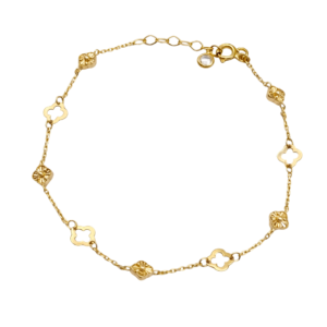 Złota bransoletka z kwiatkami